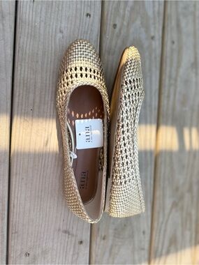 a.n.a Metallic Gold Woven Slip-On Flats